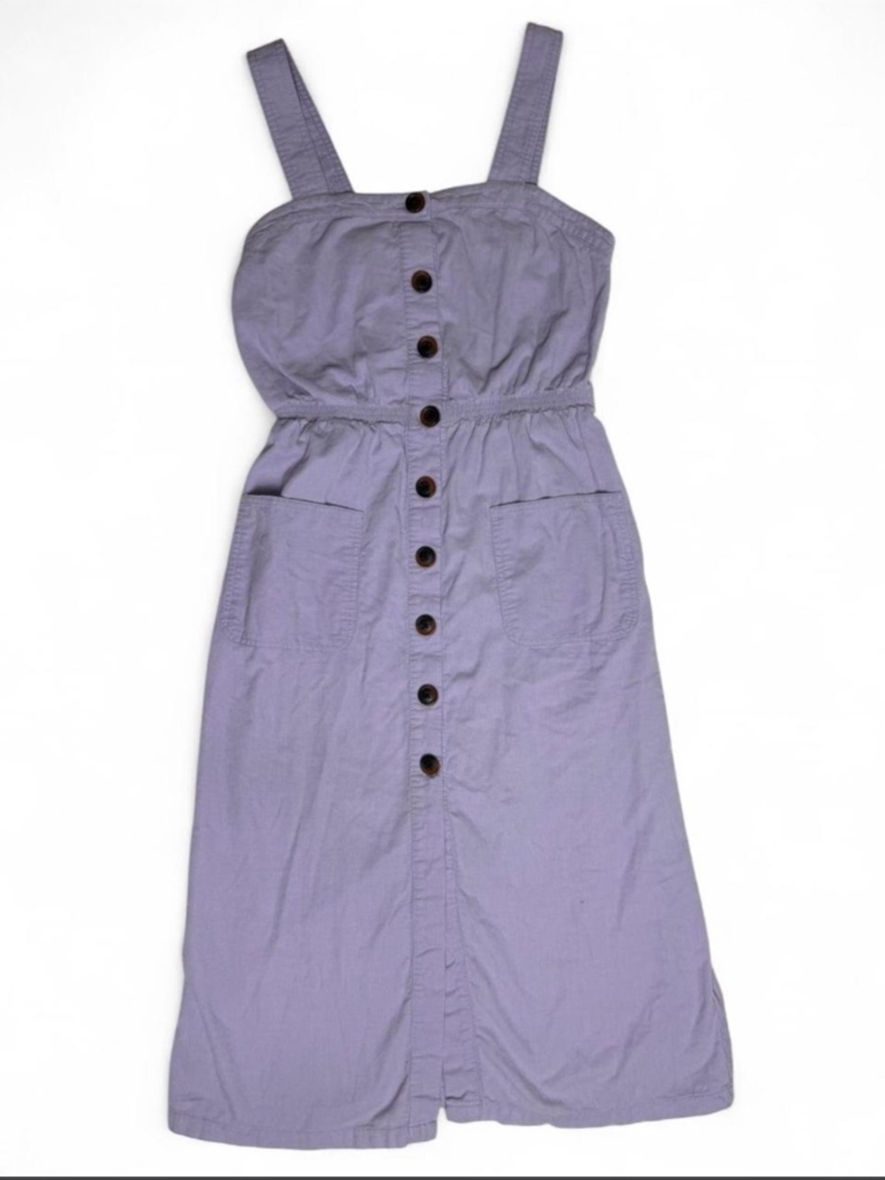 S / urban outfitters Lilac Button-Front Midi Dress with pockets